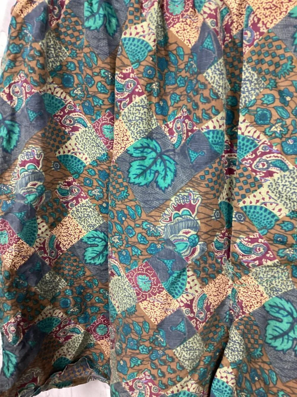 Vintage Silk Boxers Green Geometric pattern Elastic S